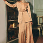 Sand Beige Satin Blazer Set