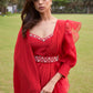 Cherry Red Drape Saree