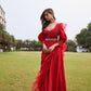 Cherry Red Drape Saree