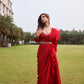 Cherry Red Drape Saree