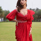 Cherry Red Drape Saree
