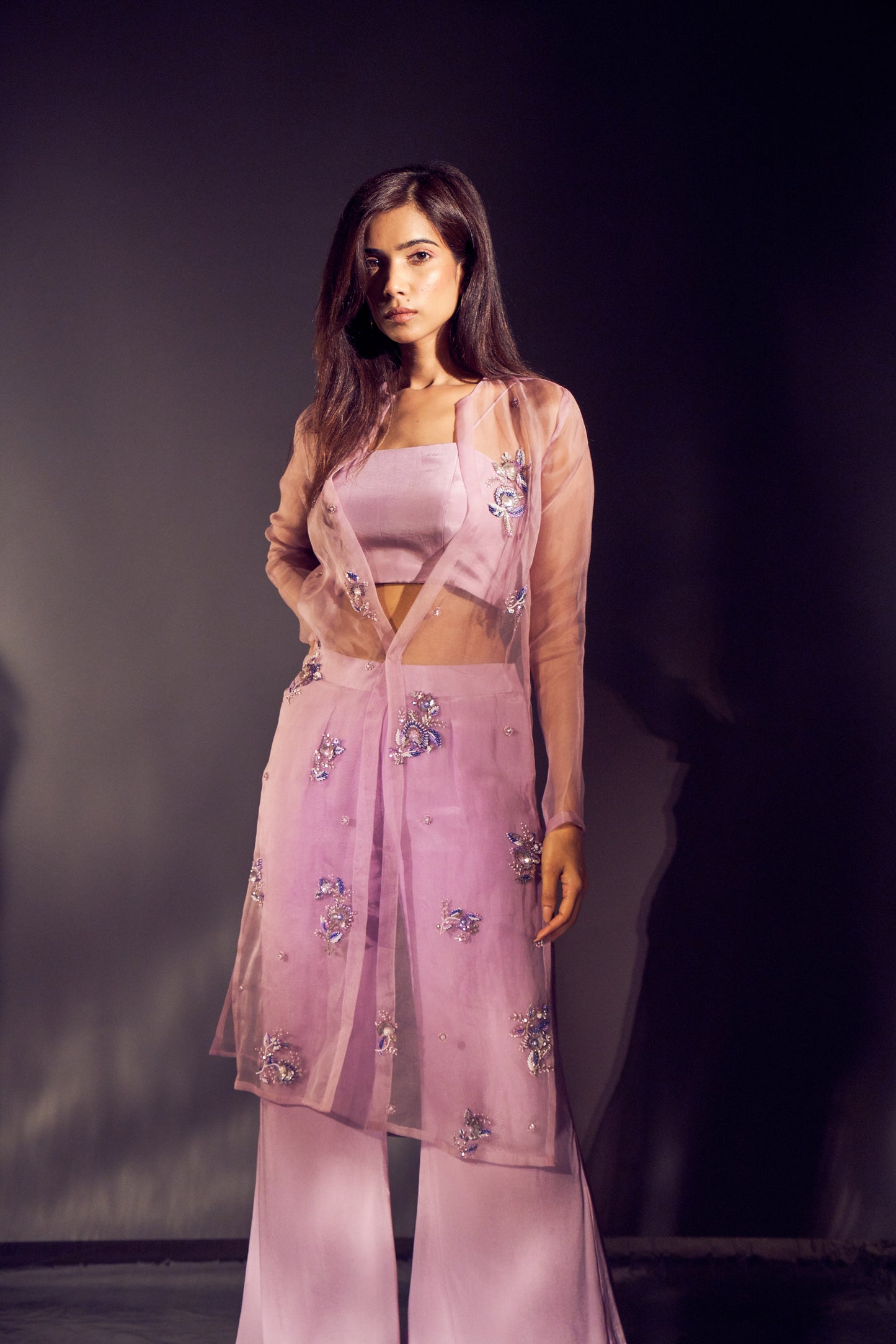 Lilac Oraganza Jacket set