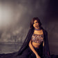 Gradient Black Paisley Cape Set