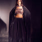 Gradient Black Paisley Cape Set