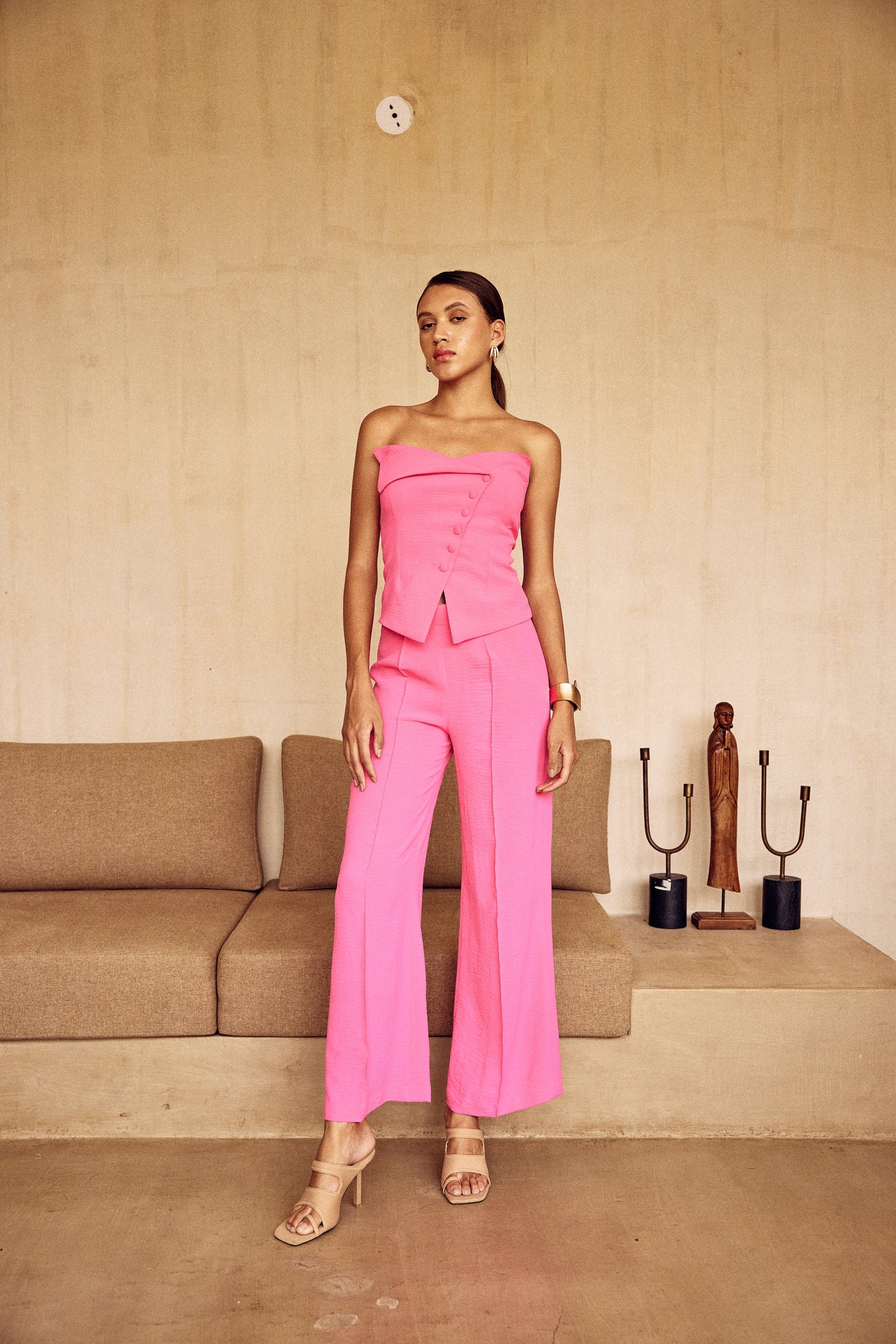 Bubblegum Pink Tube Vest Top with Pants