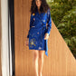 Egyptian Blue Knot Side Wrap Blazer Dress