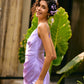 French lilac satin slip dress