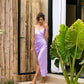 French lilac satin slip dress