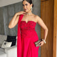 Rose Red Corset Drape Saree
