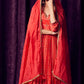 Orange-Red Bandhani Anarkarli set