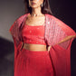 Fuchsia Pink Printed cape set