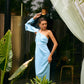 Ice - Blue one Shoulder Satin Dress
