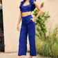 Persian Blue Corset Top and Straight Trousers