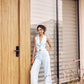 Powder Blue Vest Coat with  Wide Leg Pants