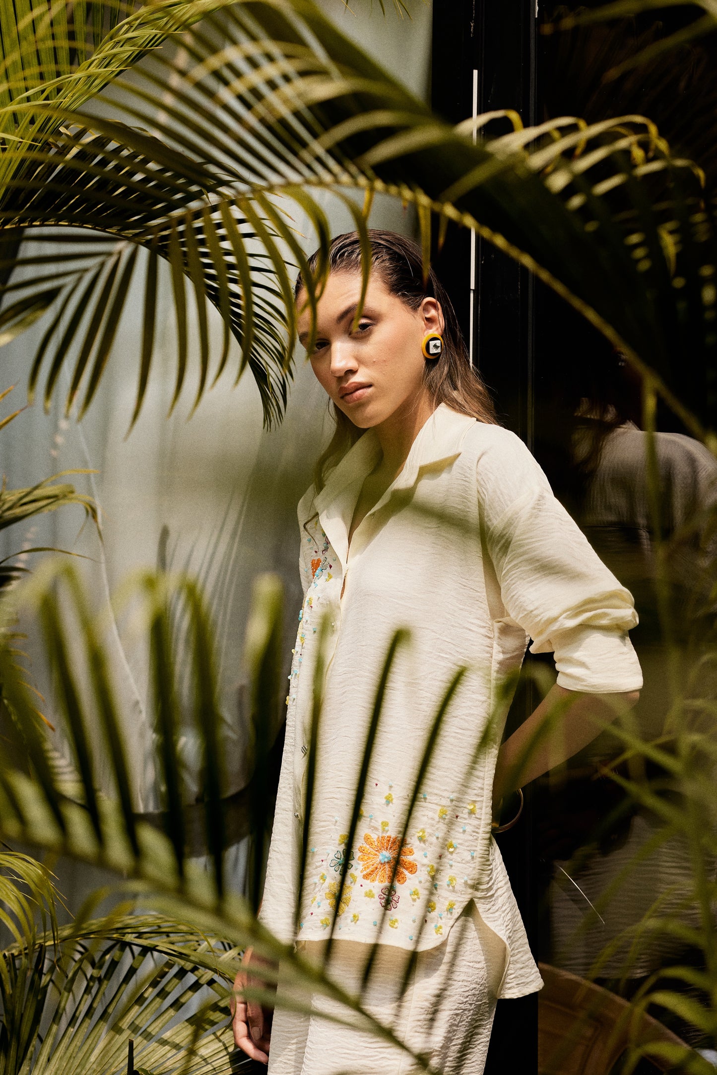 Soft Ivory Embellished Shirt with Pants