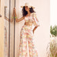 Soft Ivory Floral Top with Wide leg Trousers