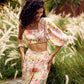 Soft Ivory Floral Top with Wide leg Trousers