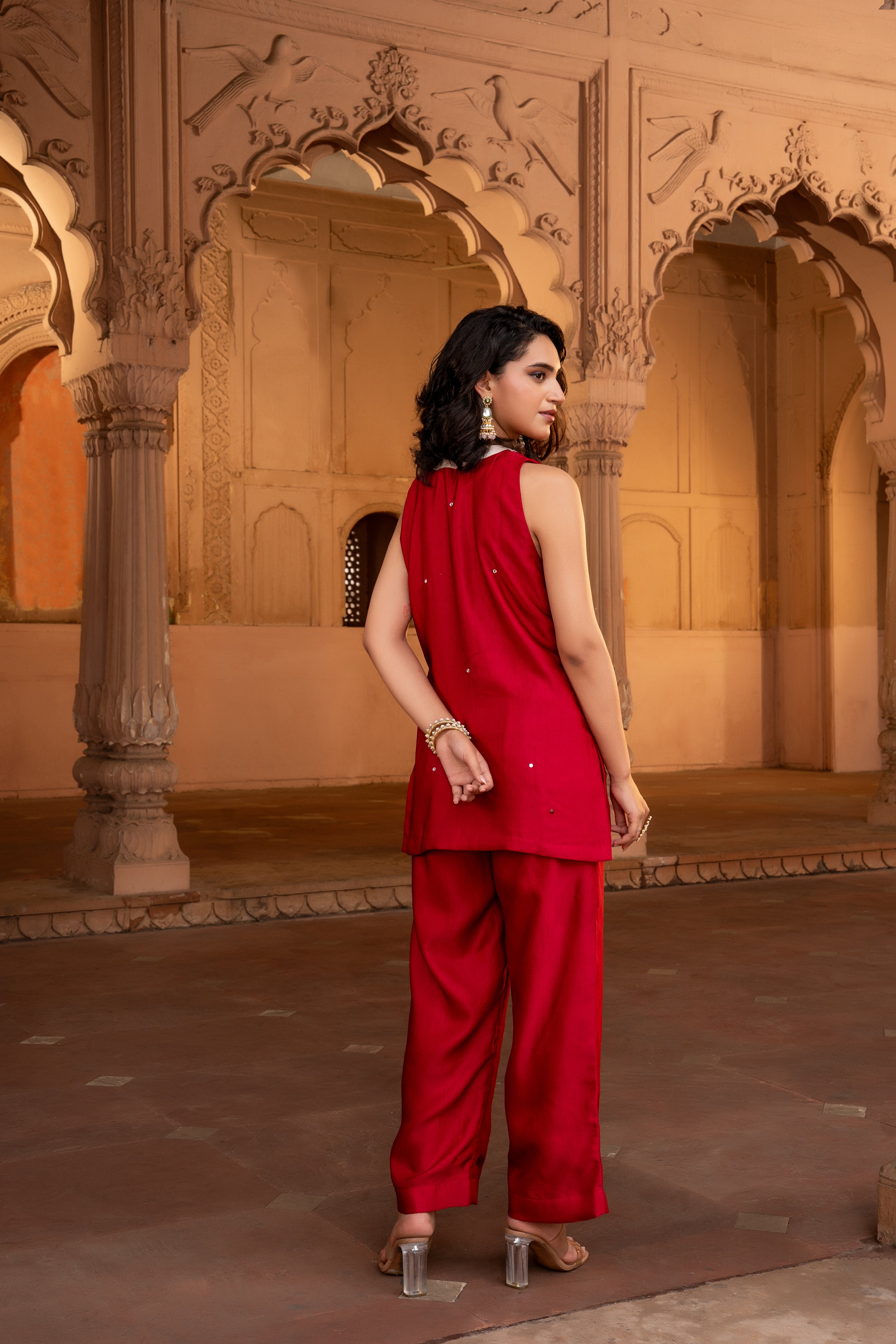 VIBRANT RED KURTA & PANT SET