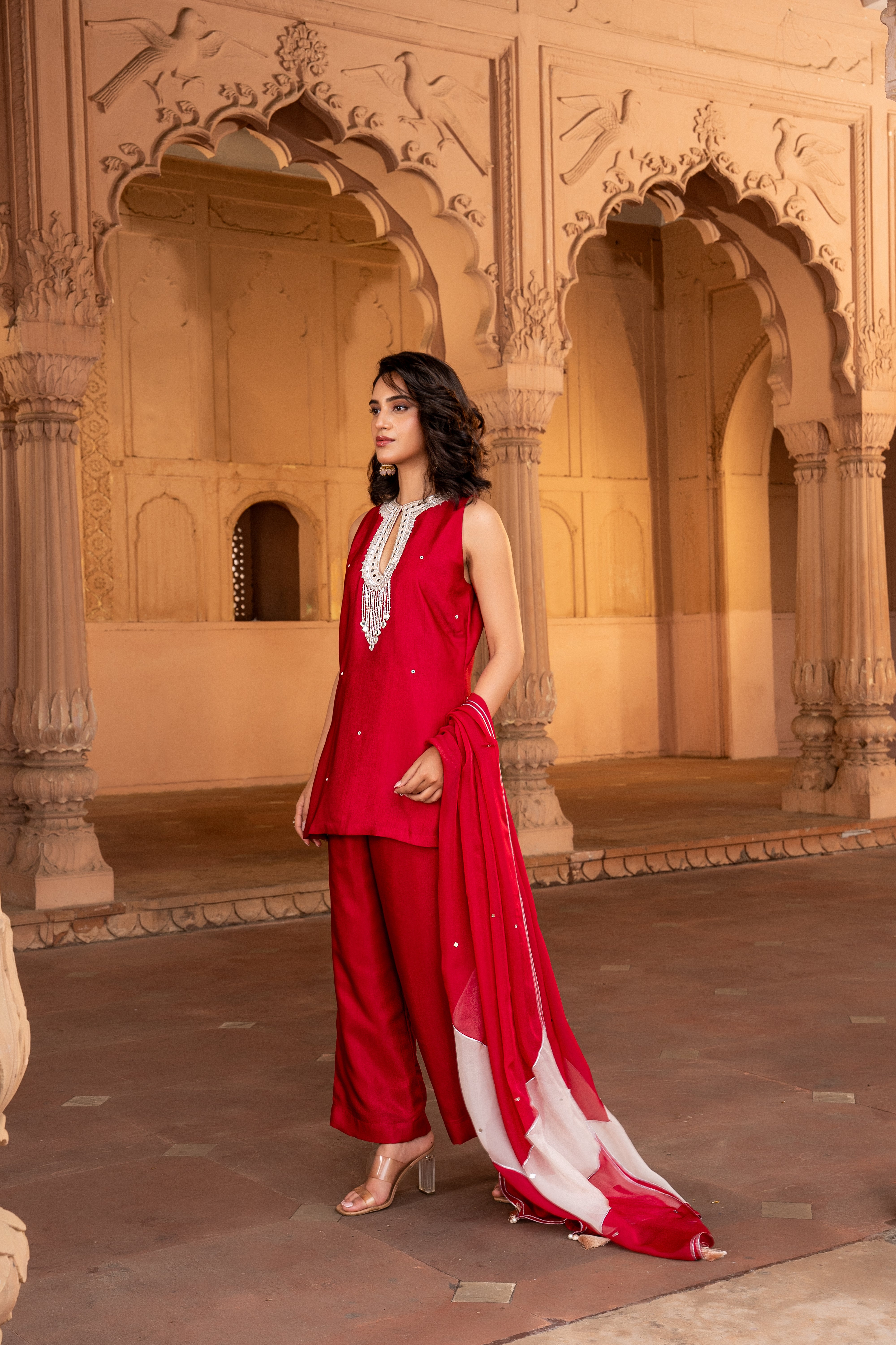 VIBRANT RED KURTA & PANT SET