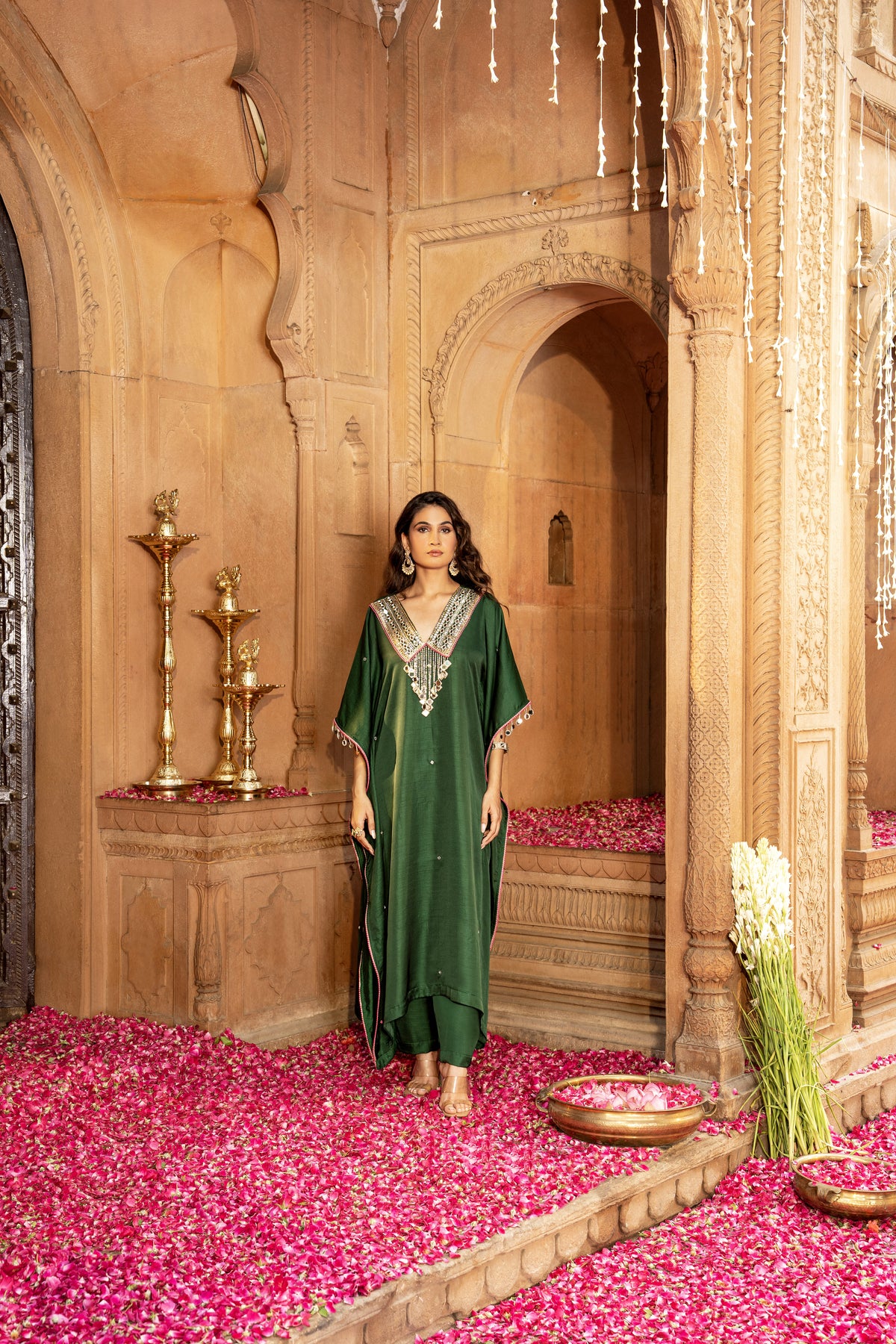 EMERALD GREEN KAFTAN SET