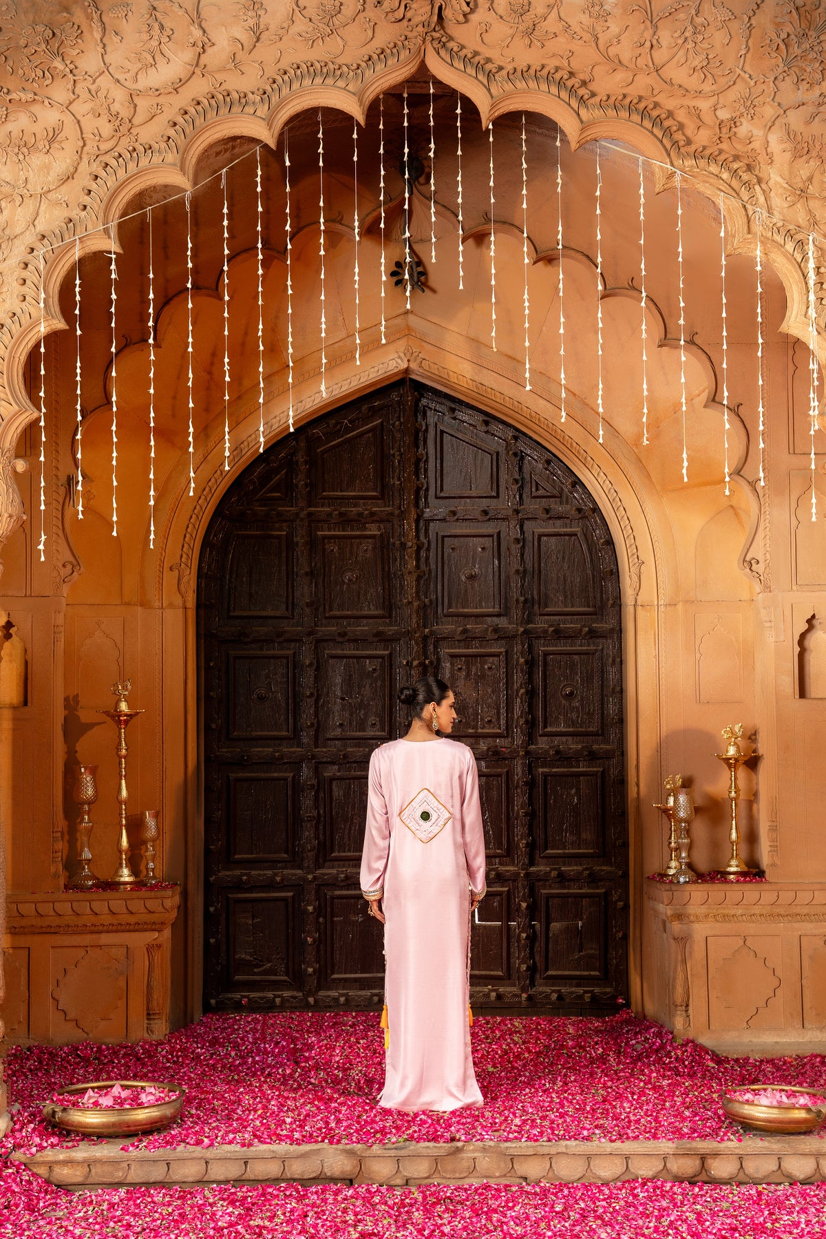 Petal Pink Embellished Kaftan Dress