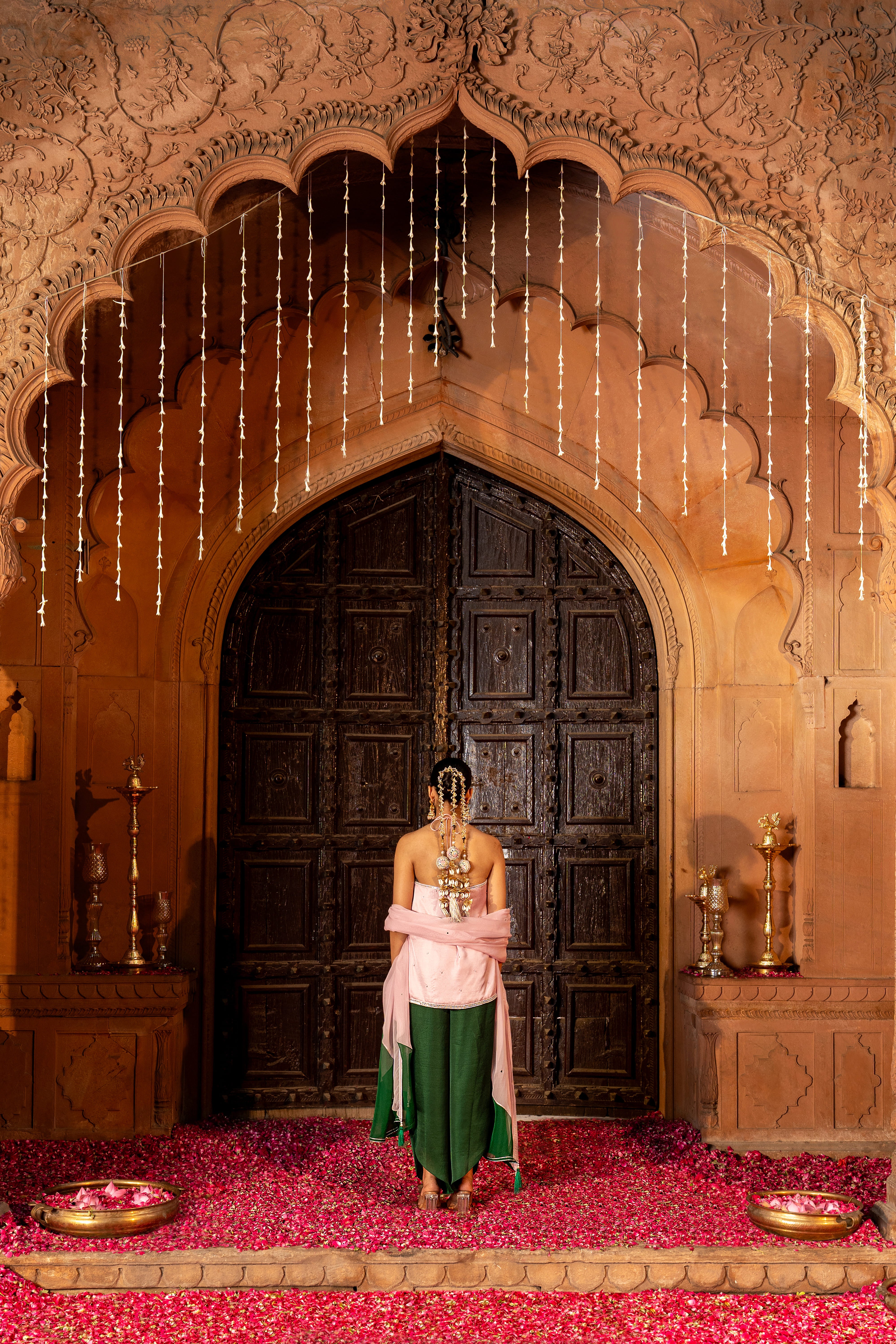 PINK HALTER SHORT KURTA WITH TULIP SALWAR SET