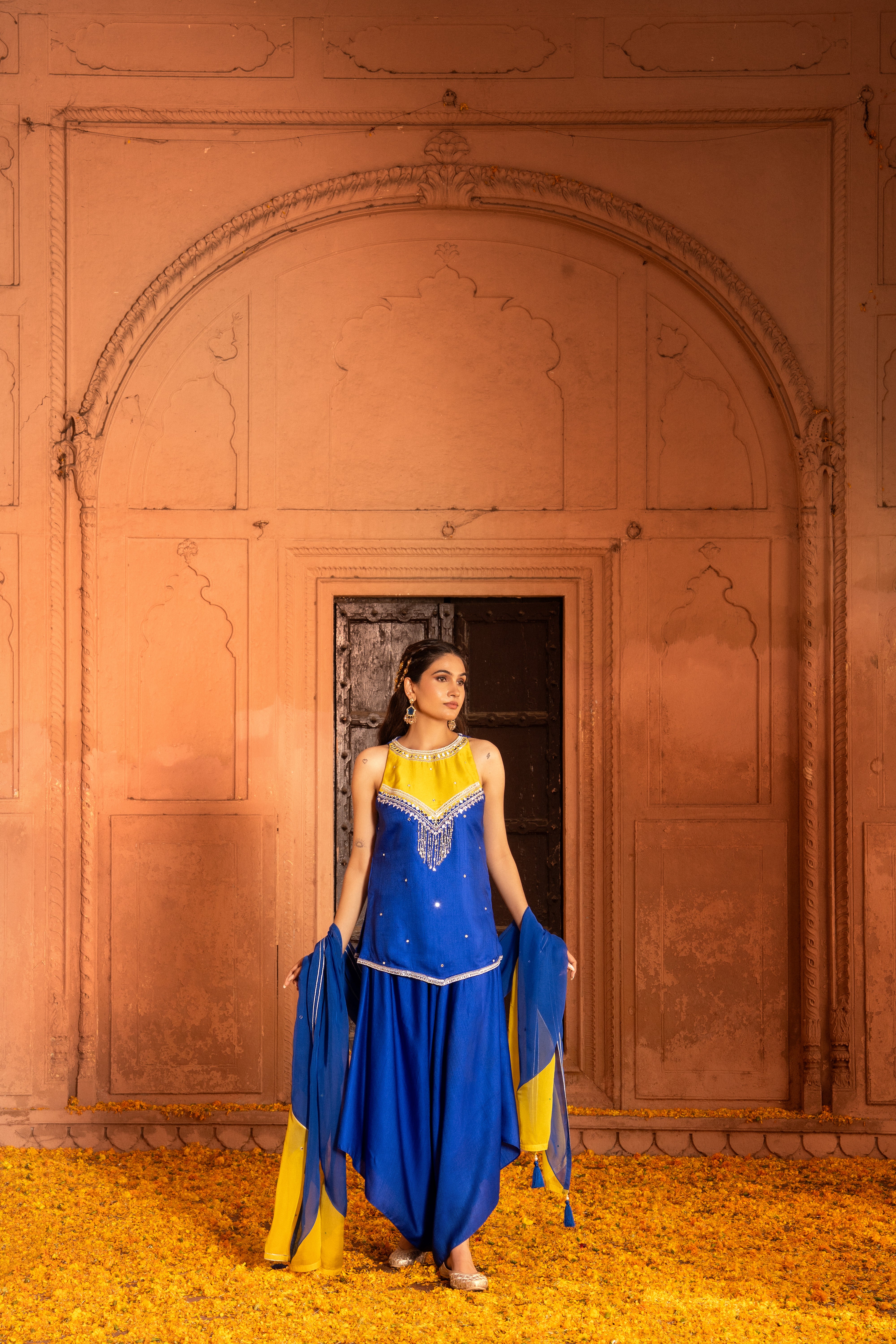 ROYAL BLUE HALTER  KURTA & SALWAR SET