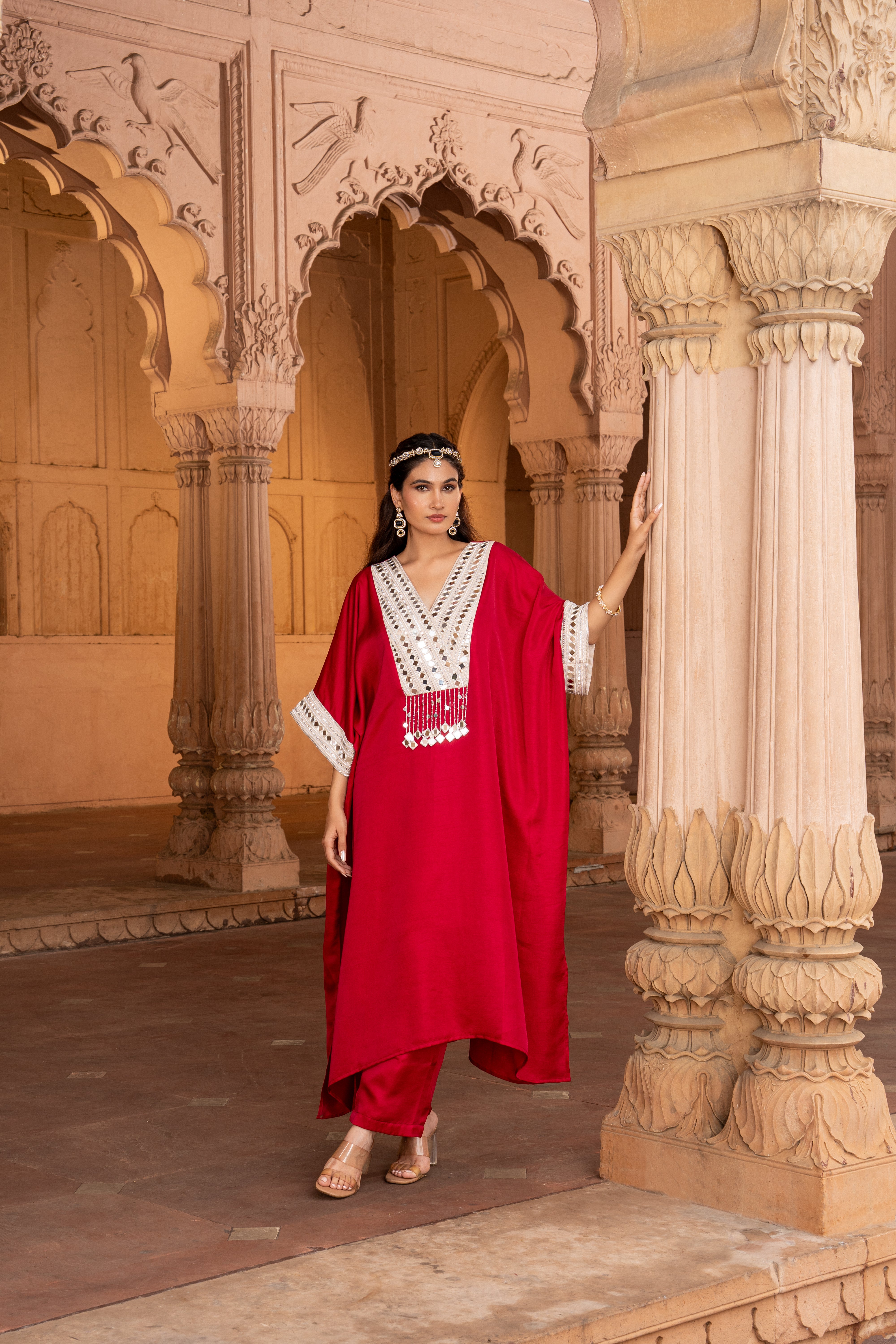 VIBRANT RED KAFTAN SET