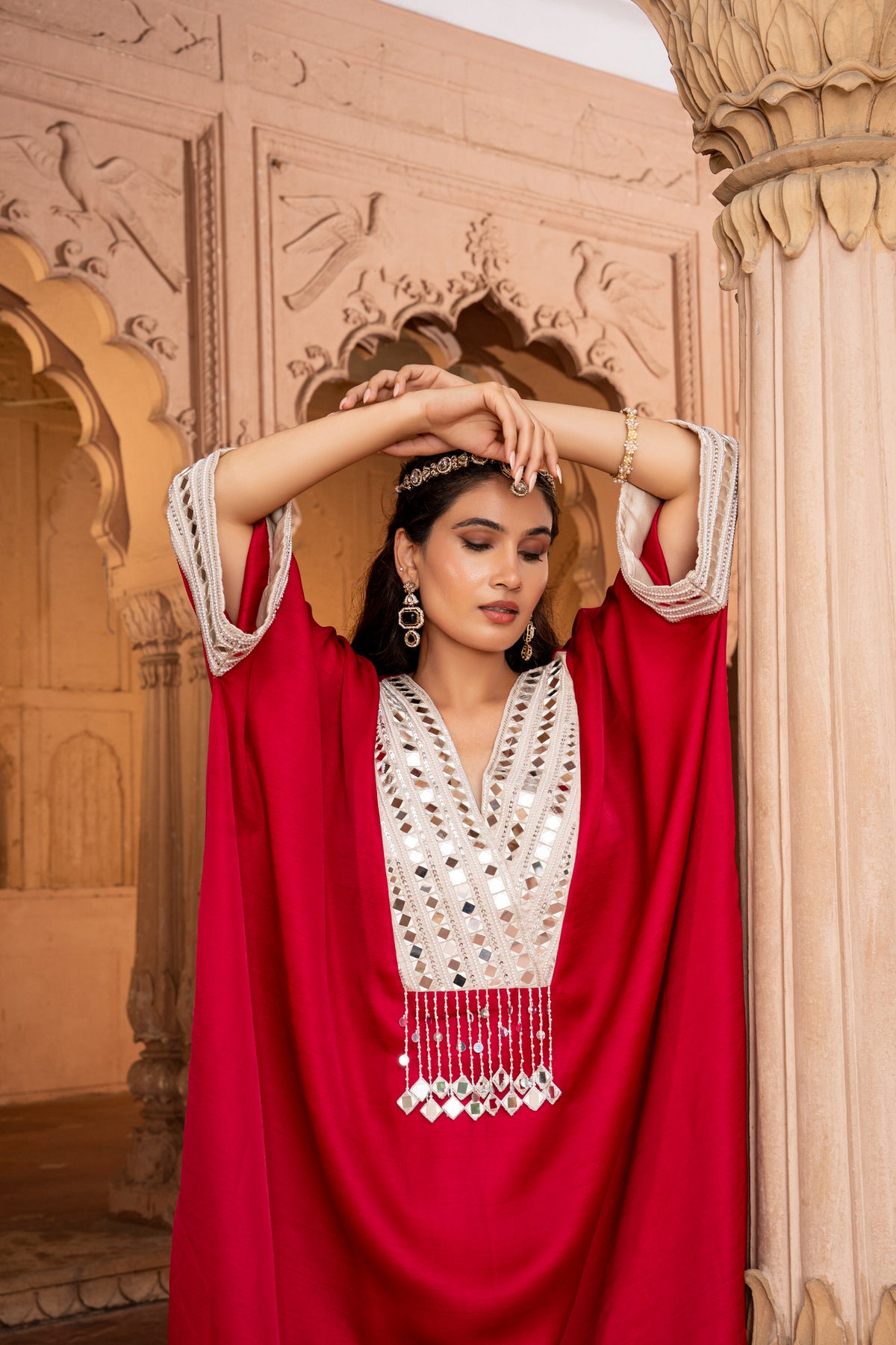 VIBRANT RED KAFTAN SET
