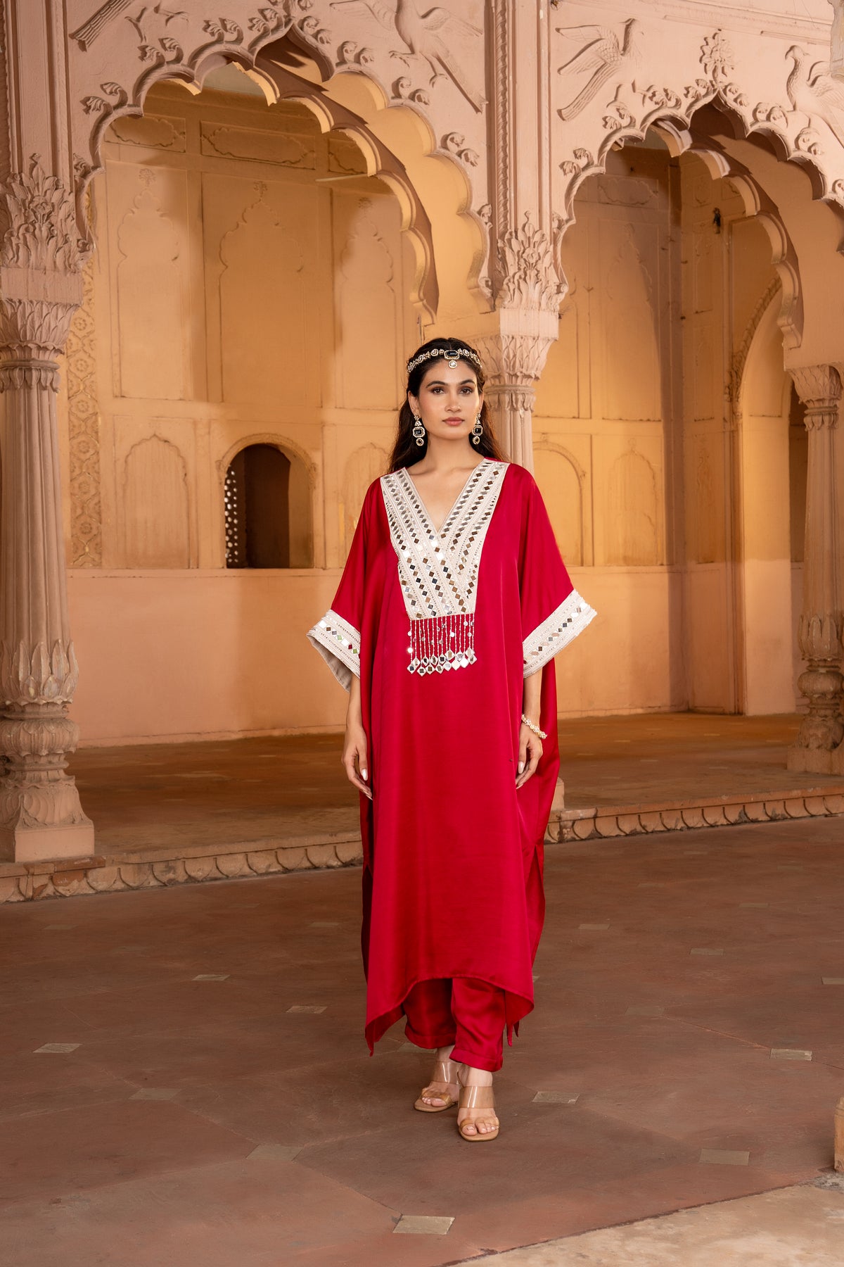 VIBRANT RED KAFTAN SET