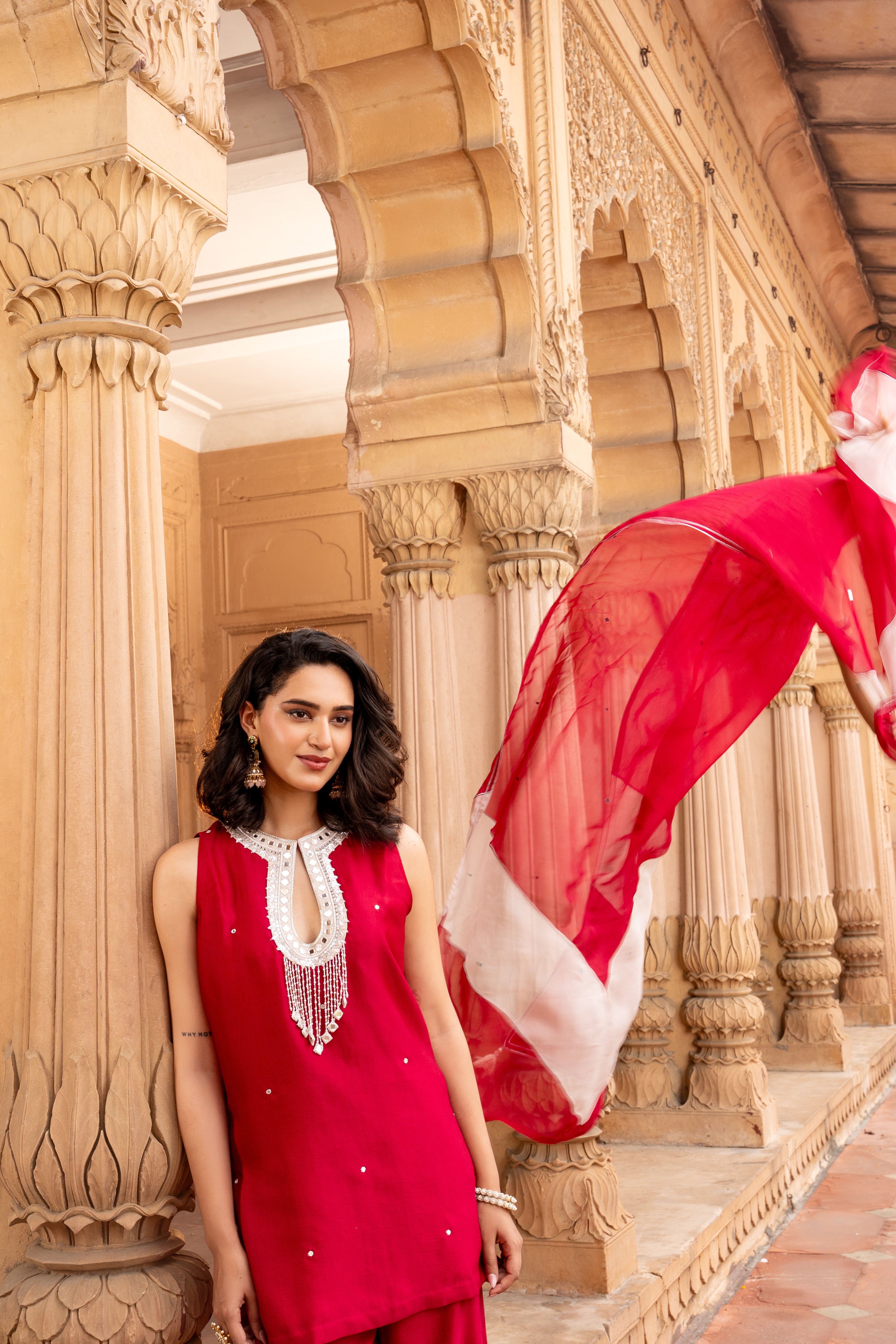 VIBRANT RED KURTA & PANT SET