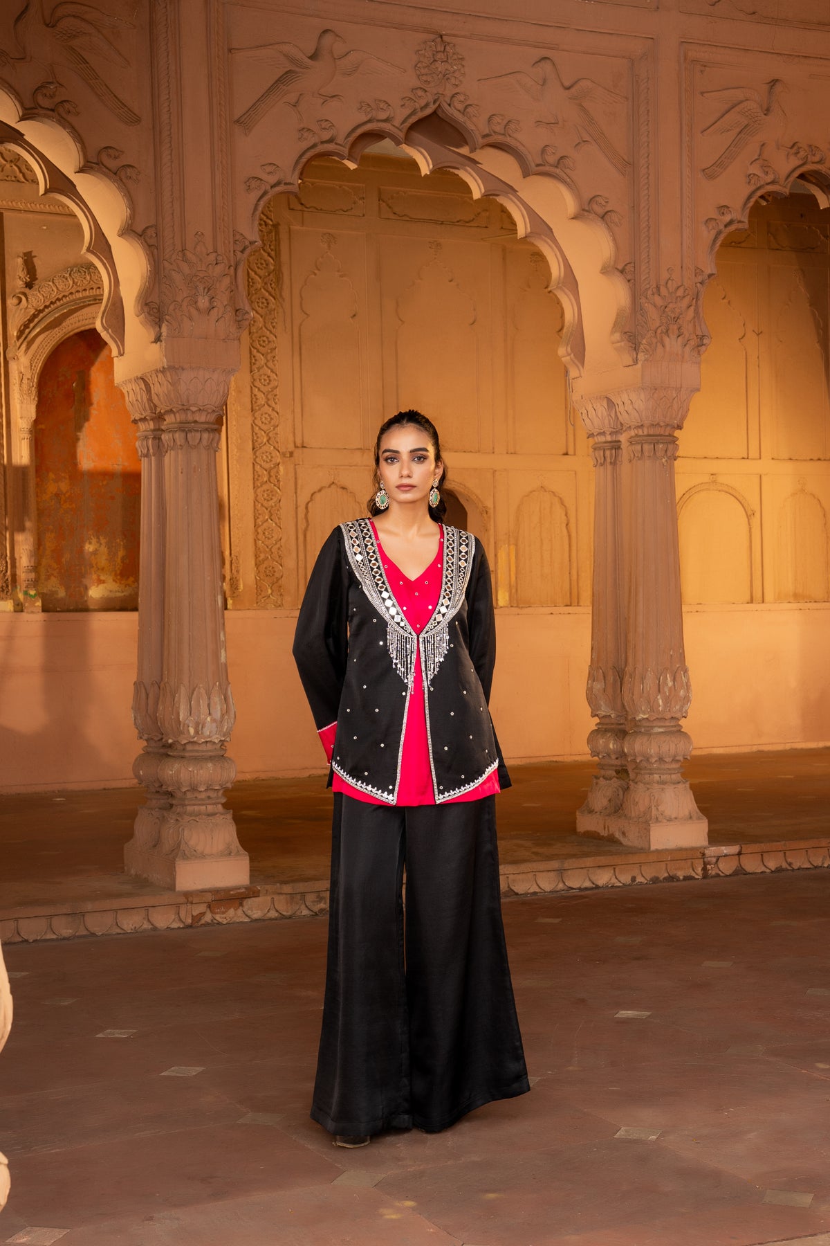 JACKET WITH WIDE LEG BOTTOM