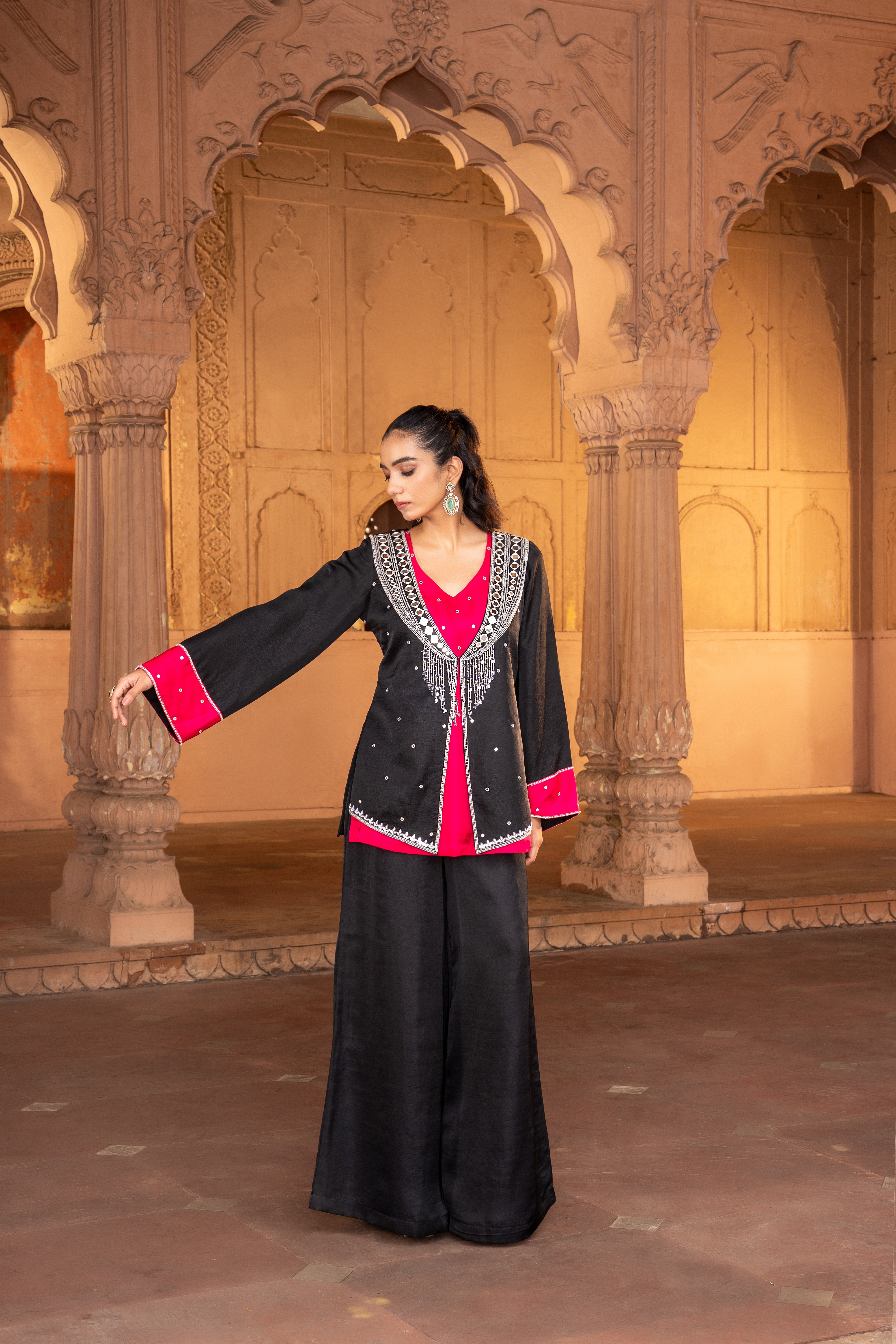 JACKET WITH WIDE LEG BOTTOM