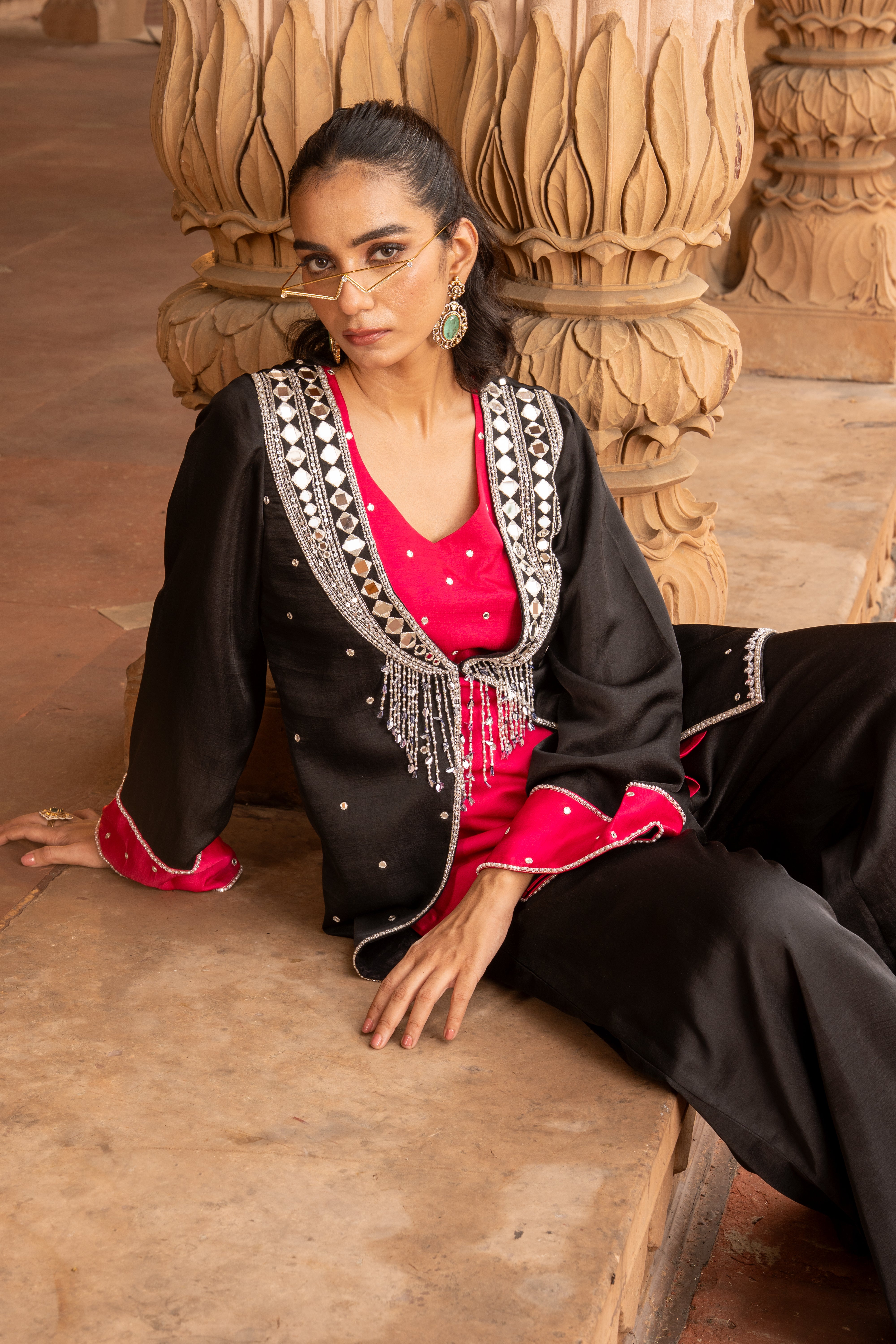JACKET WITH WIDE LEG BOTTOM