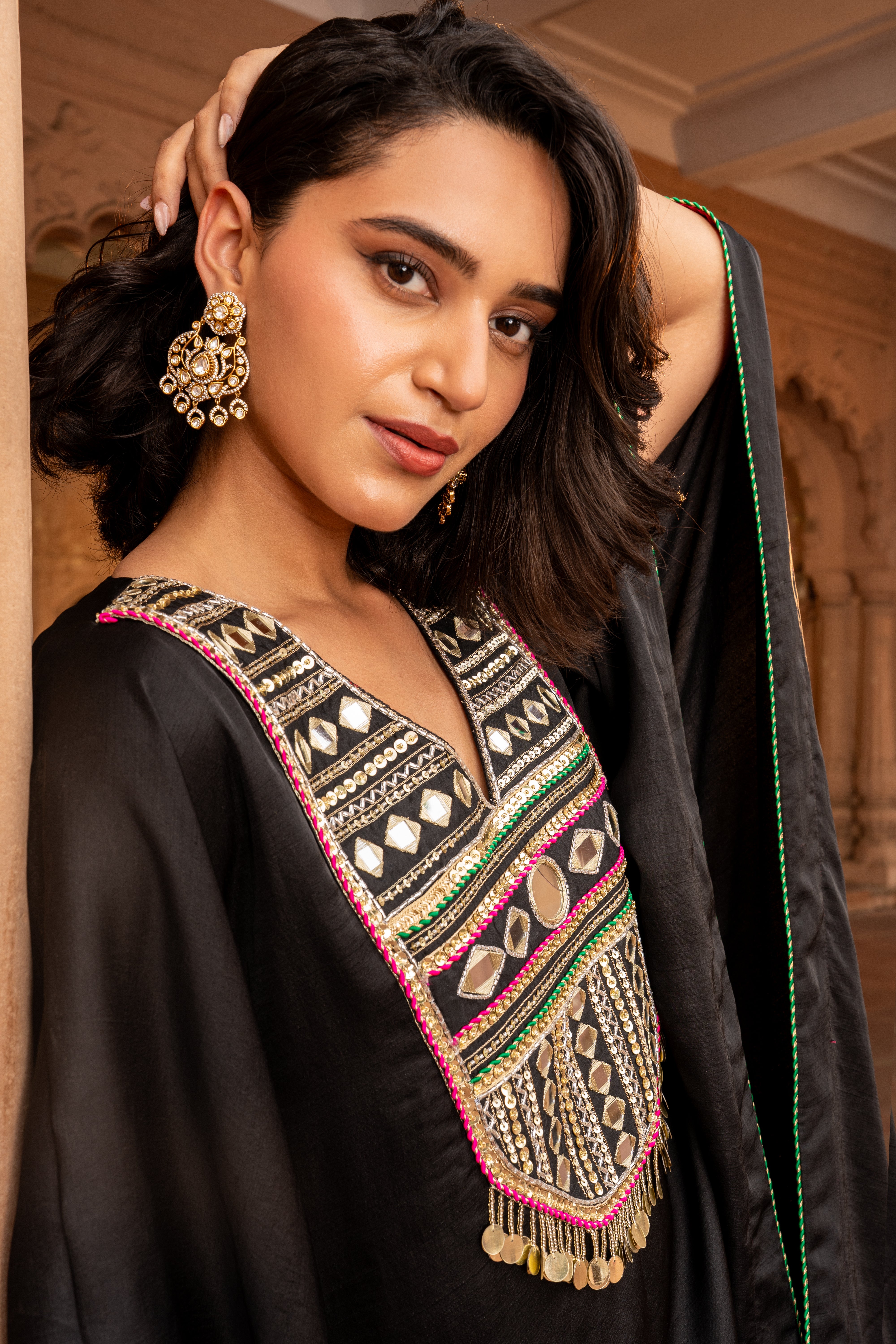 BLACK KAFTAN DRESS