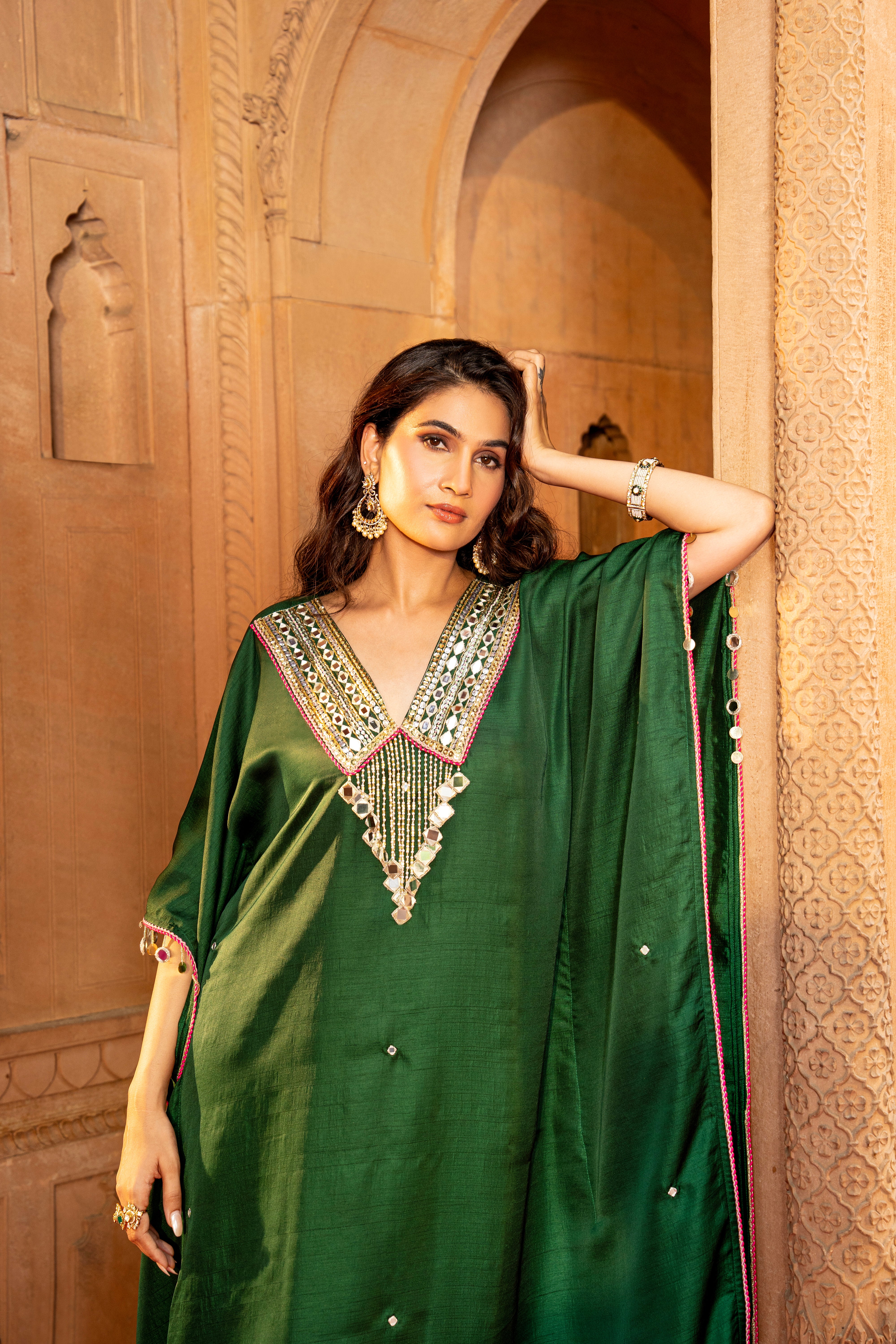 EMERALD GREEN KAFTAN SET