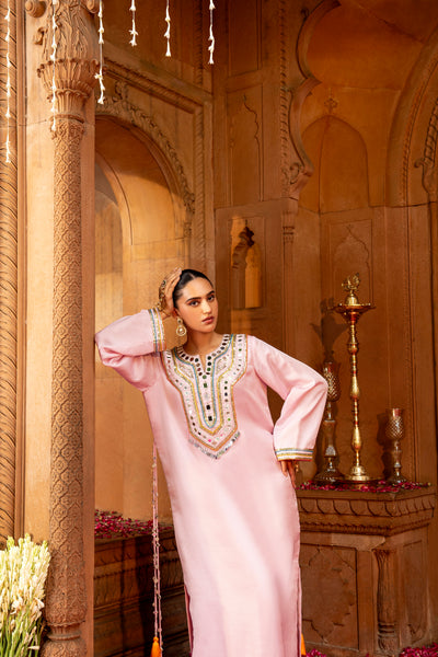 Petal Pink Embellished Kaftan Dress