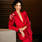 Hibiscus Red Embellished Blazer Set