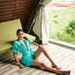 Turquoise Blazer Shirt with Pocket Shorts