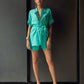 Turquoise Blazer Shirt with Pocket Shorts
