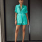Turquoise Blazer Shirt with Pocket Shorts