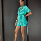 Turquoise Blazer Shirt with Pocket Shorts