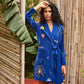 Egyptian Blue Knot Side Wrap Blazer Dress