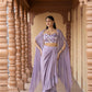 Lilac butterfly crop top skirt with ruffle skirt