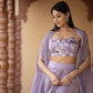 Lilac butterfly crop top skirt with ruffle skirt
