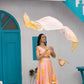 Lehenga with shaded dupatta & blouse with mirrors
