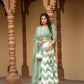 White & green leheriya lehenga