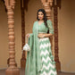 White & green leheriya lehenga