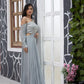 Ice grey gown with side cut out