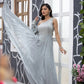 Ice grey gown with side cut out